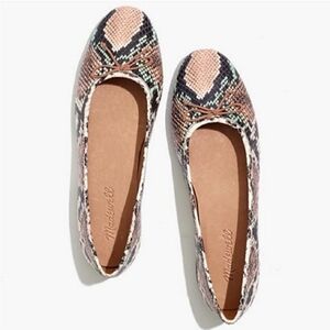 NWT Madewell 'Adelle' Ballet Flats w/ Snake Embossed Leather